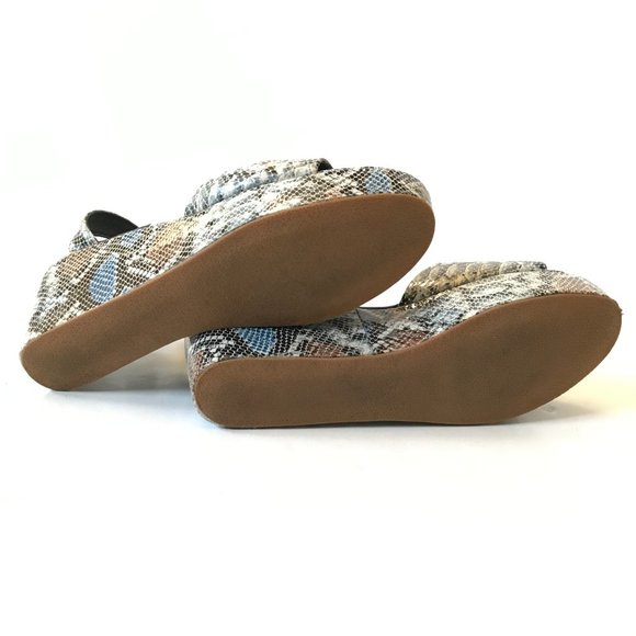 Rachel Comey Juno Wedge Sandals Womens 10 Blue Black Snake Skin Platform Shoes - Picture 11 of 12